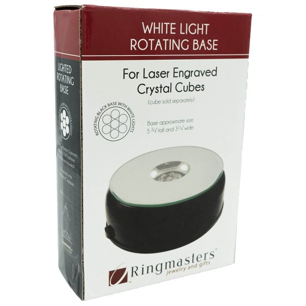 White Light Rotating Base For Laster Engraved Crystal Cubes